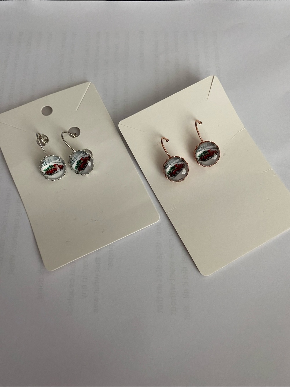 Christmas red truck earrings New!!!